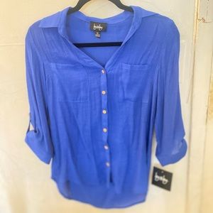 Blue Button Up Shirt Blouse